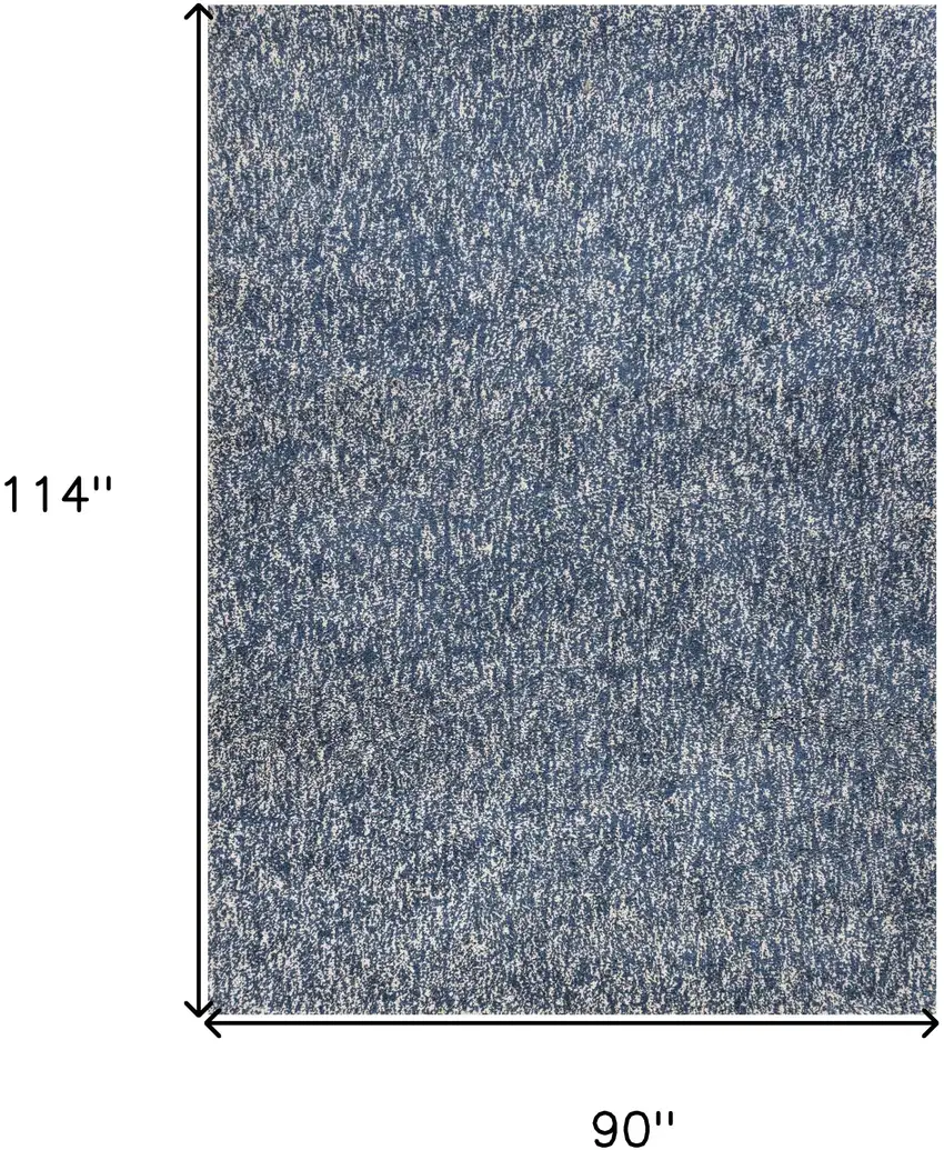 Indigo And Ivory Abstract Shag Hand Woven Area Rug Photo 3