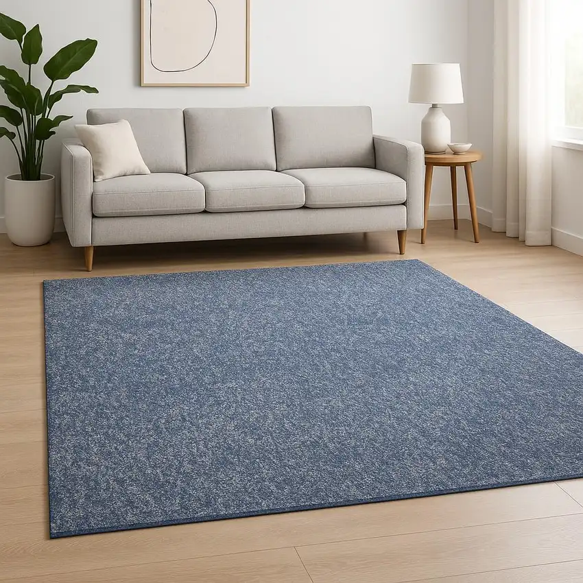 Indigo And Ivory Abstract Shag Hand Woven Area Rug Photo 1