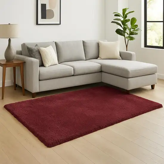 Red Shag Hand Woven Area Rug Photo 1