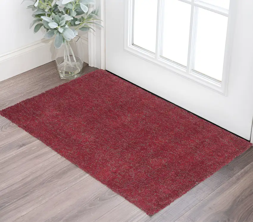 Red Shag Hand Woven Area Rug Photo 1