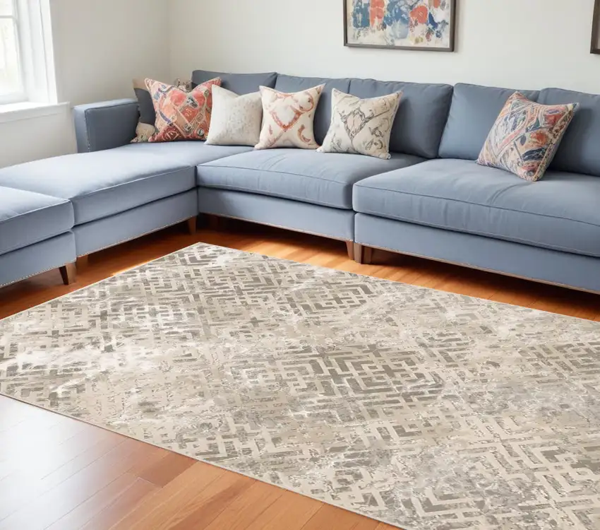 Polyester Sand Silver Area Rug Photo 2