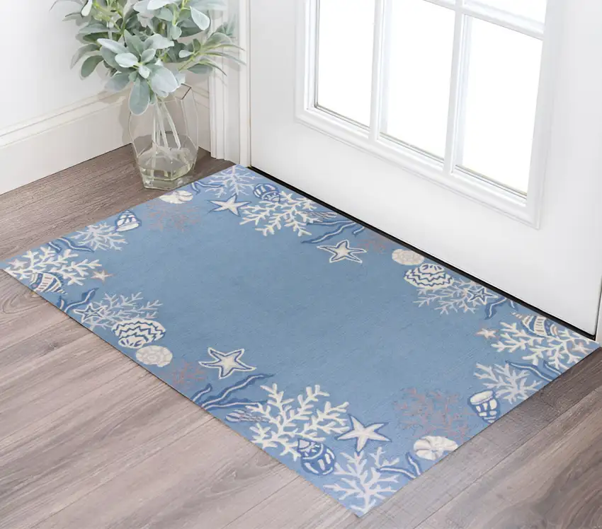 Light Blue Hand Tufted Area Rug Photo 1