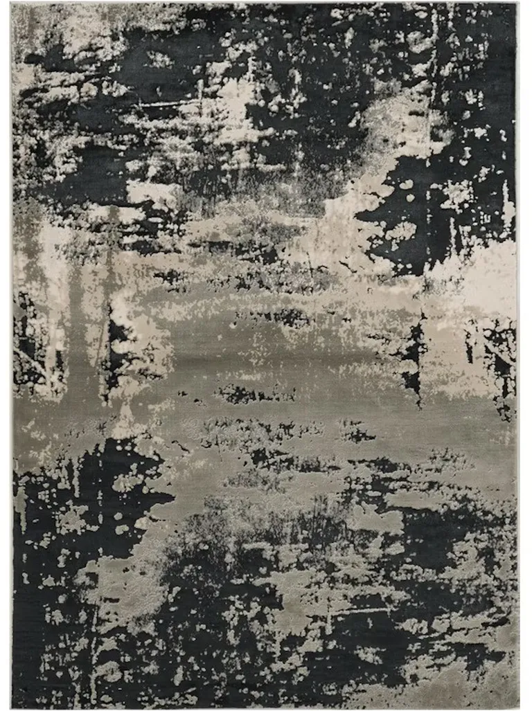 Polyester Silver Charcoal Area Rug Photo 3