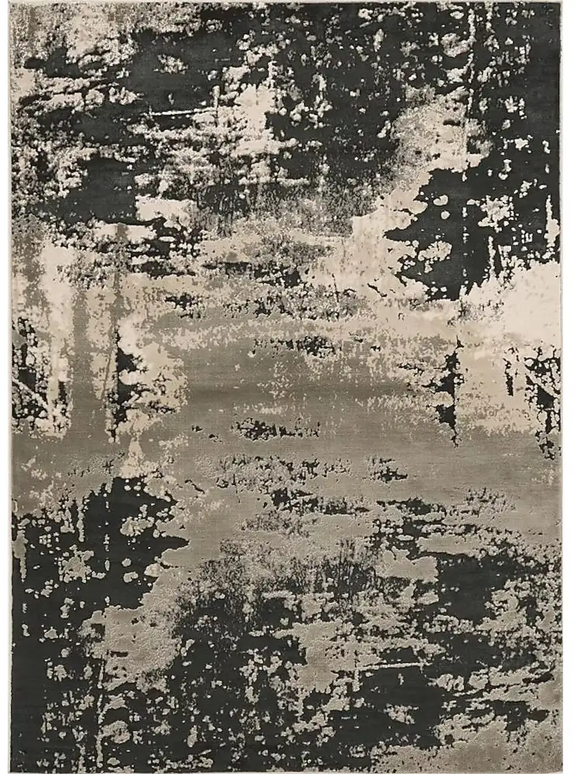 Polyester Silver Charcoal Area Rug Photo 1