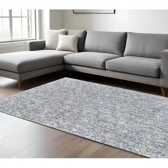 Slate Blue And Ivory Abstract Hand Woven Area Rug Photo 1