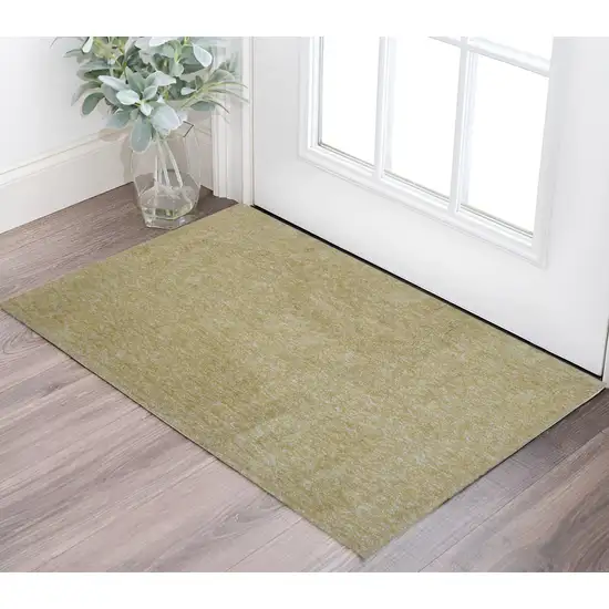 Yellow And Ivory Shag Hand Woven Area Rug Photo 1