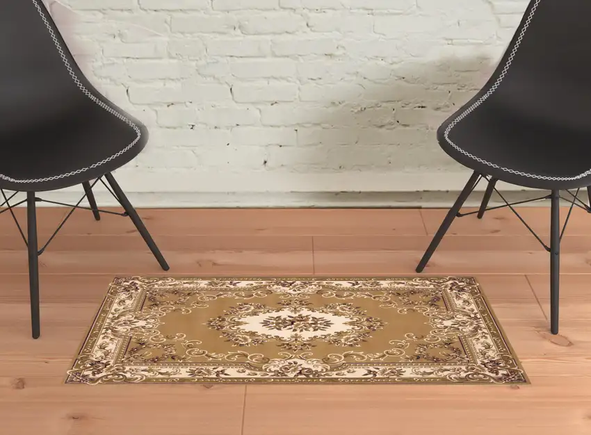 Polypropylene Beige Or Ivory Accent Rug Photo 2
