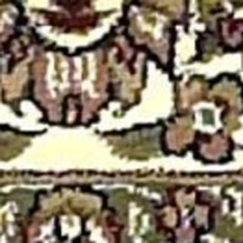 Beige And Ivory Floral Medallion Area Rug Photo 6