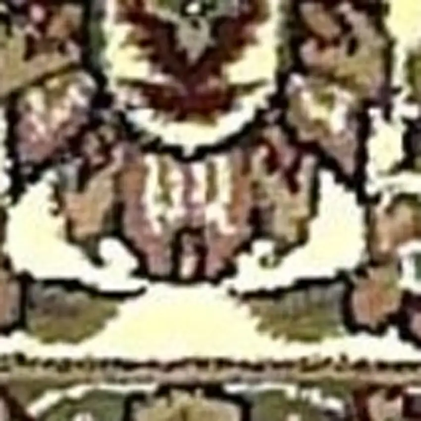 Beige And Ivory Floral Medallion Area Rug Photo 7