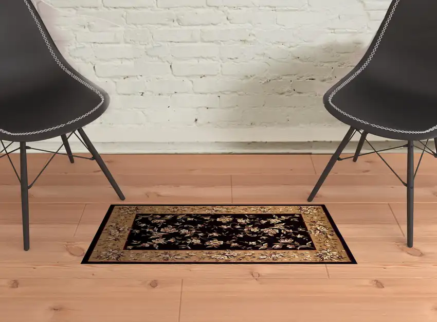 1' X 2' Polypropylene Black Or Beige Area Rug Photo 2