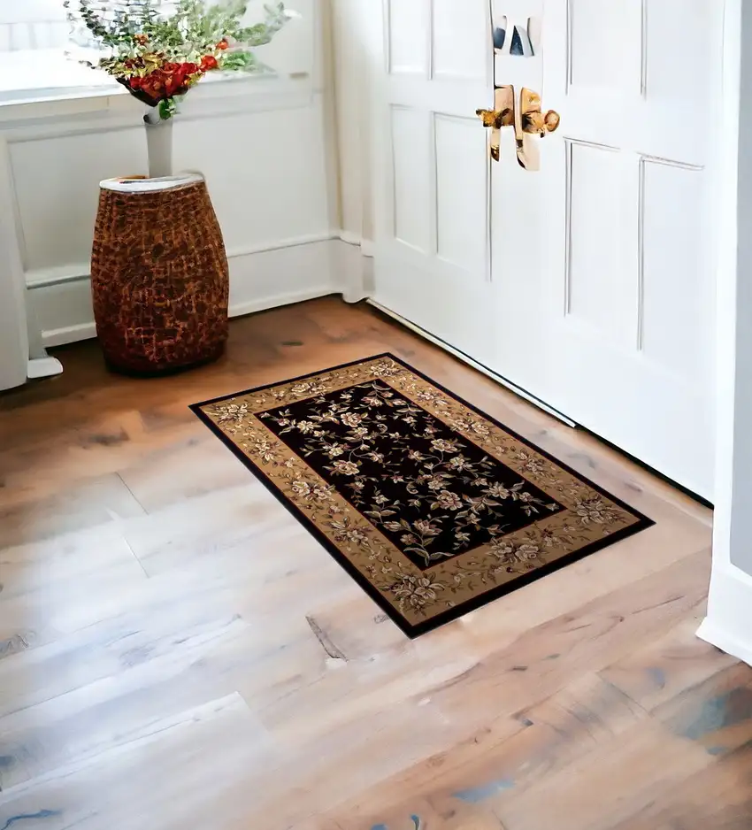 1' X 2' Polypropylene Black Or Beige Area Rug Photo 1