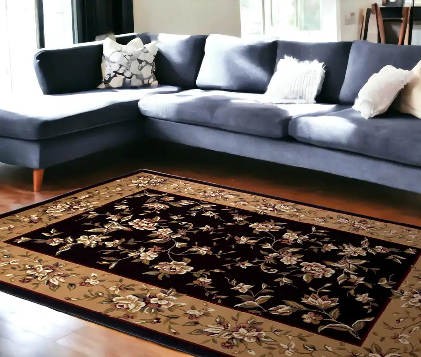 Polypropylene Black Or  Beige Area Rug Photo 1