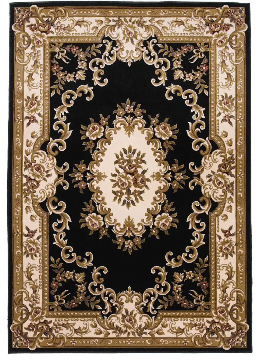 Polypropylene Blackor Ivory Area Rug Photo 1
