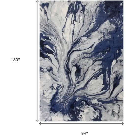 Blue Gray And Ivory Abstract Area Rug Photo 9