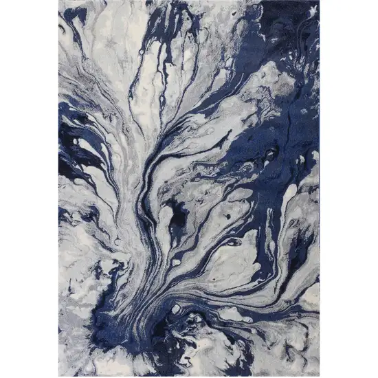 Blue Gray And Ivory Abstract Area Rug Photo 1