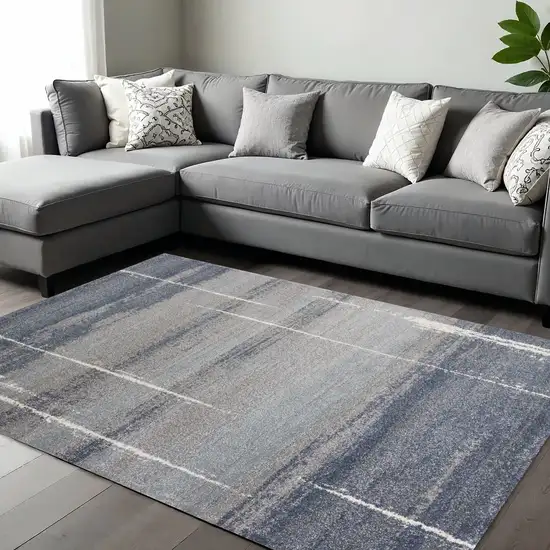 Blue And Gray Abstract Area Rug Photo 1