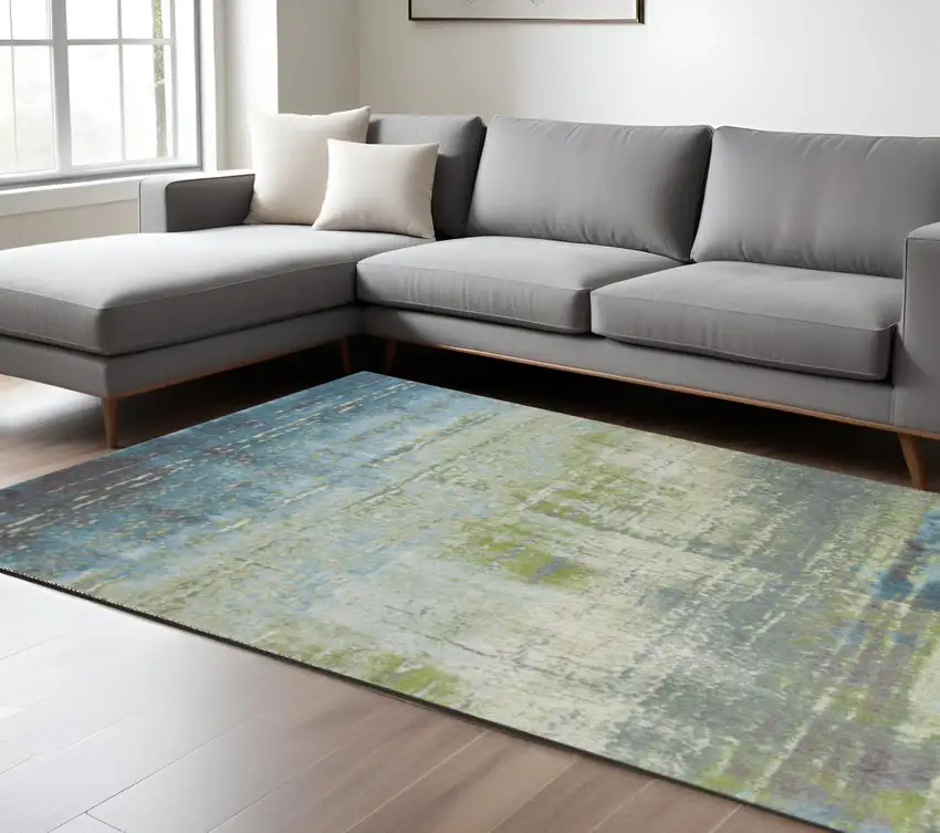 Blue and Green Area Rug Photo 1