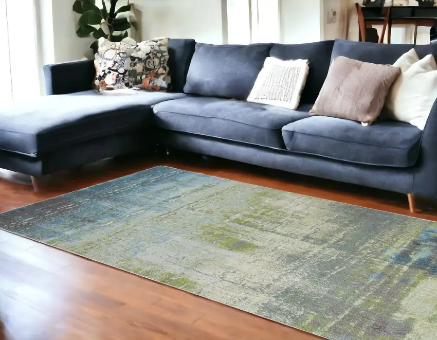 Polypropylene Blue Or  Green Area Rug Photo 1