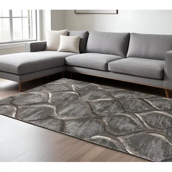 Charcoal And Light Gray Ogee Area Rug Photo 1
