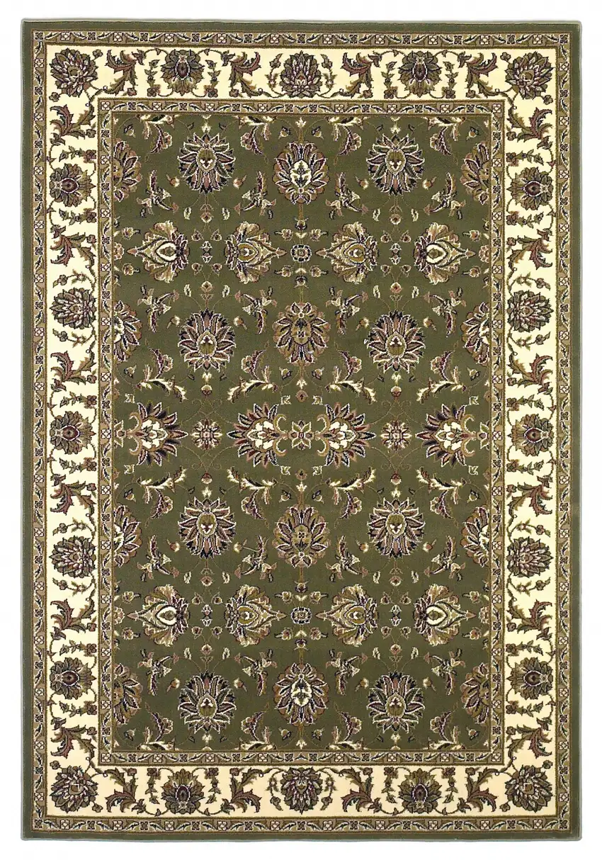 Polypropylene Green or Ivory Accent Rug Photo 1