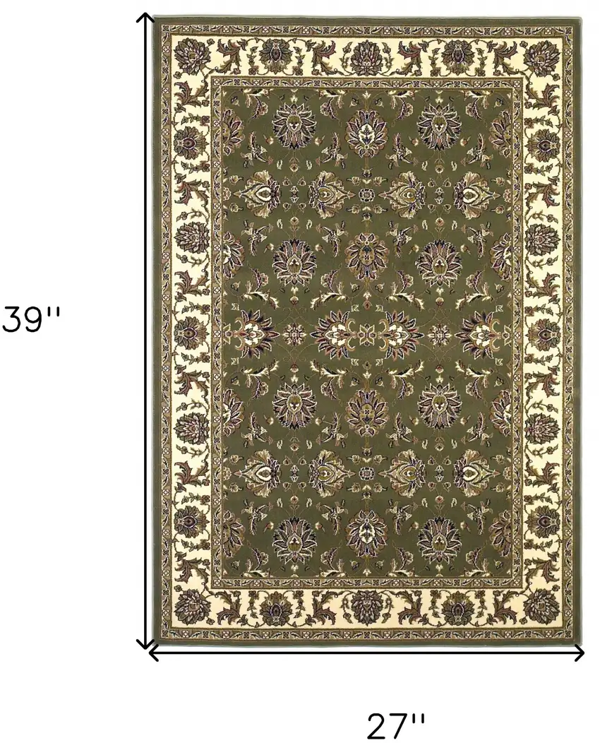 Polypropylene Green Or Ivory Accent Rug Photo 8