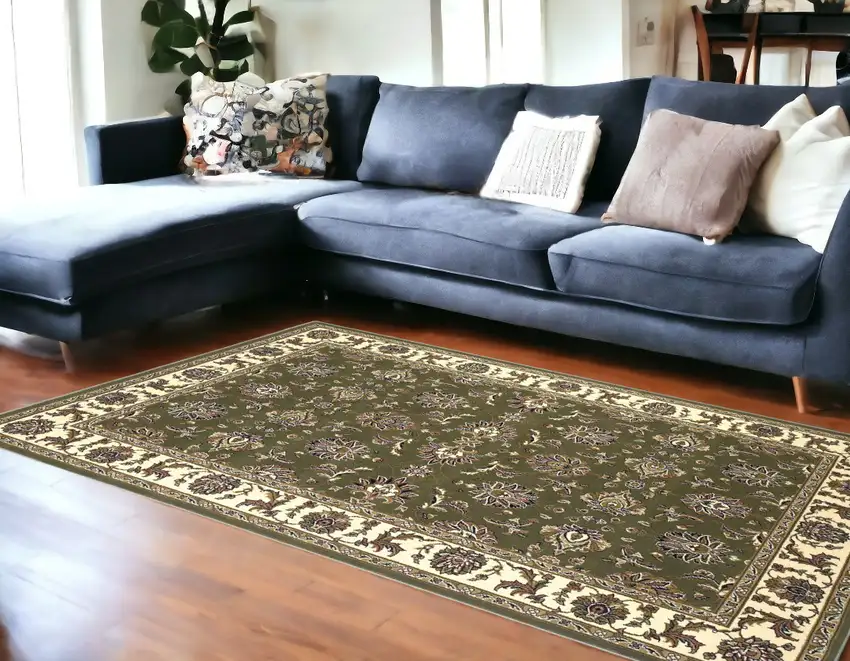 Polypropylene Green Or  Ivory  Area Rug Photo 2