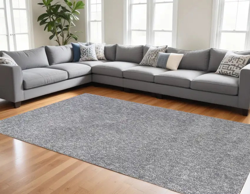 Polypropylene Grey Area Rug Photo 1