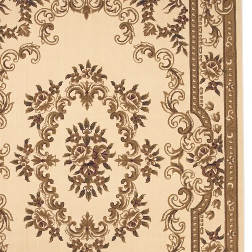 Beige And Brown Floral Medallion Area Rug Photo 7