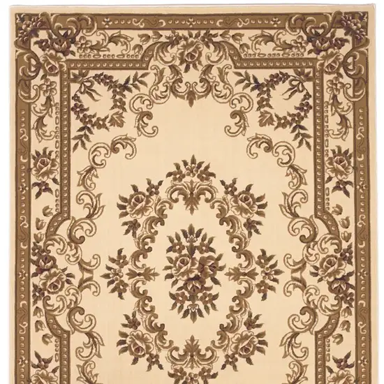 Beige And Brown Floral Medallion Area Rug Photo 8