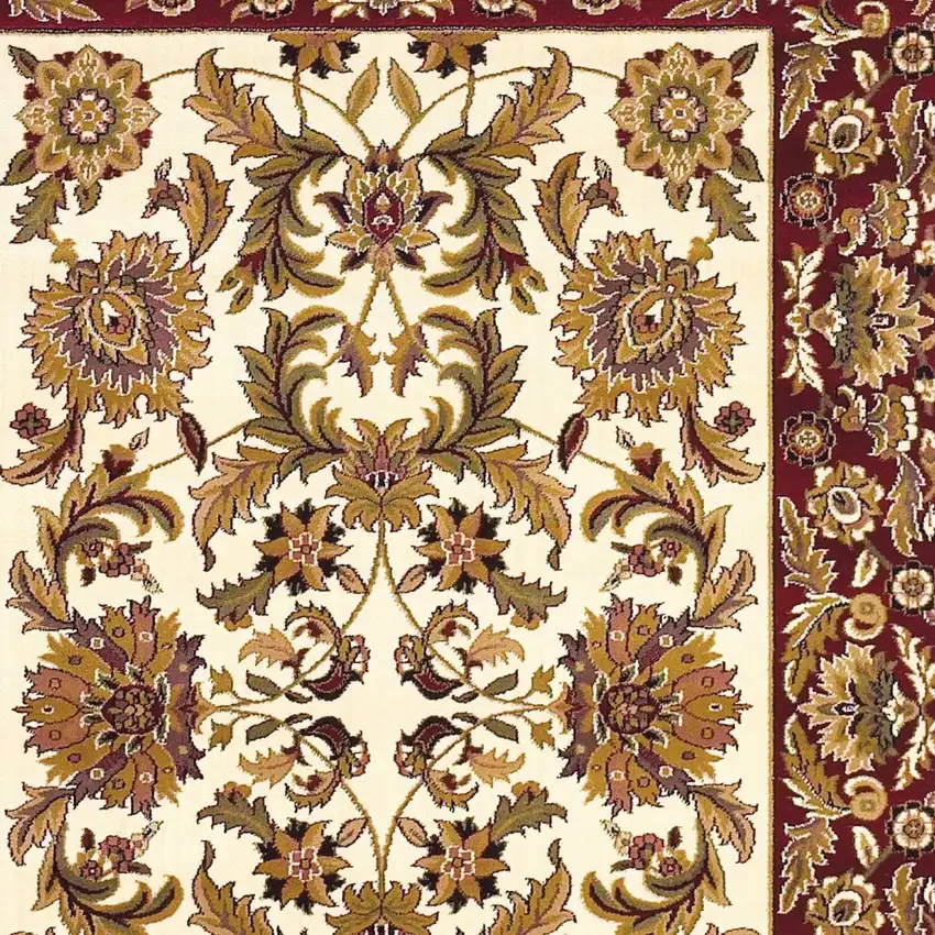 Ivory Red And Orange Floral Medallion Area Rug Photo 7