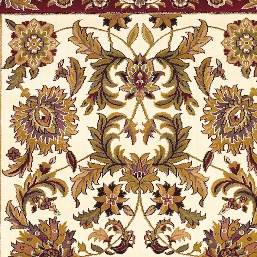 Ivory Red And Orange Floral Medallion Area Rug Photo 6