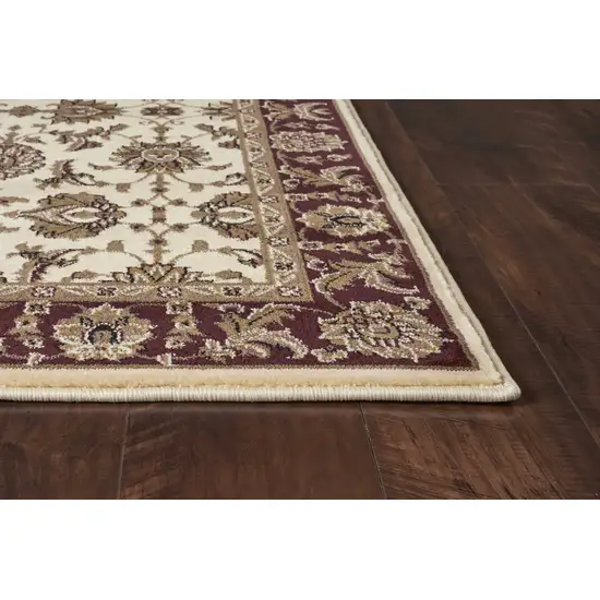 Red Ivory And Brown Floral Medallion Area Rug Photo 6