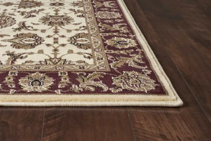 Red Ivory And Brown Floral Medallion Area Rug Photo 6