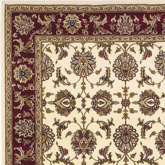 Red Ivory And Brown Floral Medallion Area Rug Photo 5