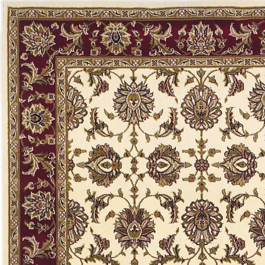 Red Ivory And Brown Floral Medallion Area Rug Photo 5