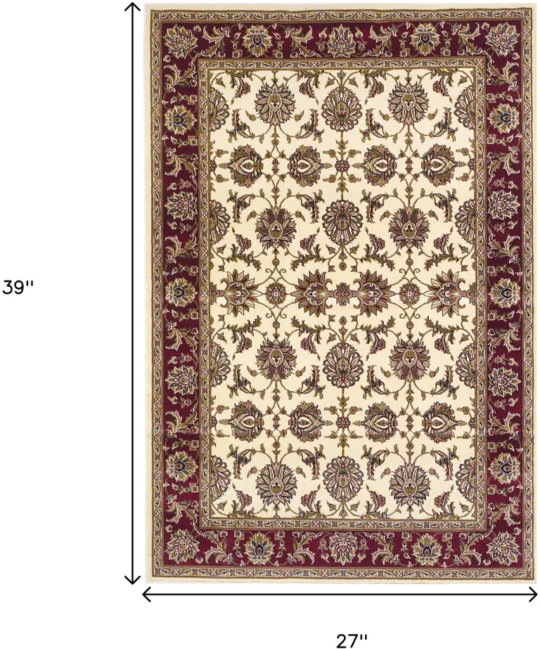 Polypropylene Ivory or Red Accent Rug Photo 3