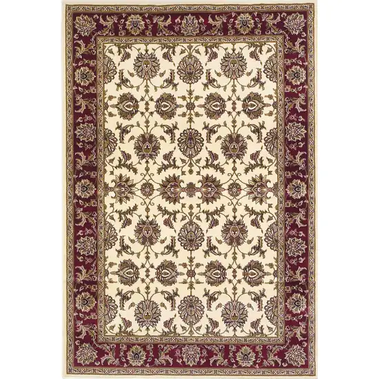 Red Ivory And Brown Floral Medallion Area Rug Photo 2