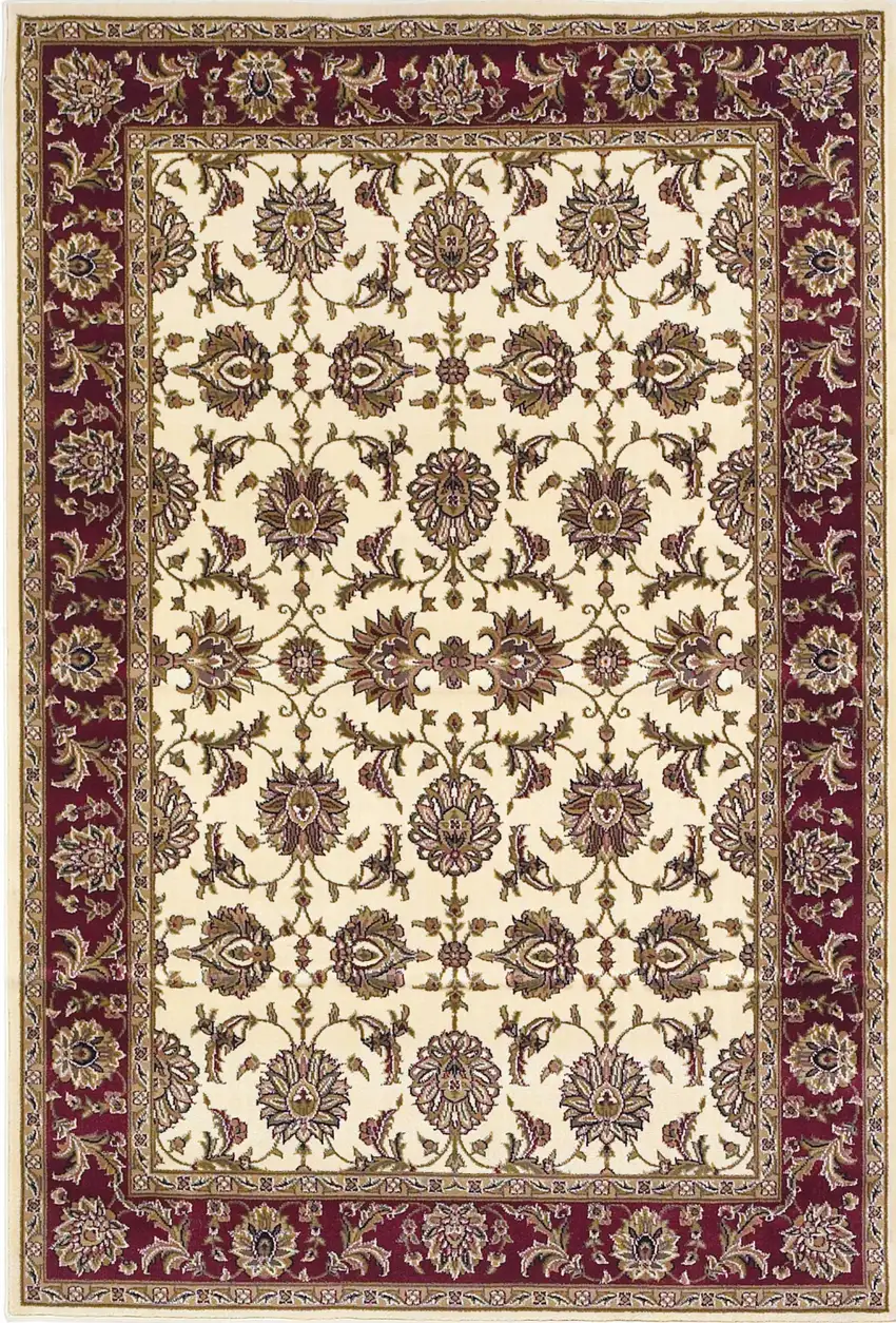 Red Ivory And Brown Floral Medallion Area Rug Photo 2