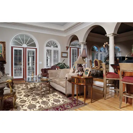 Red Ivory And Brown Floral Medallion Area Rug Photo 7