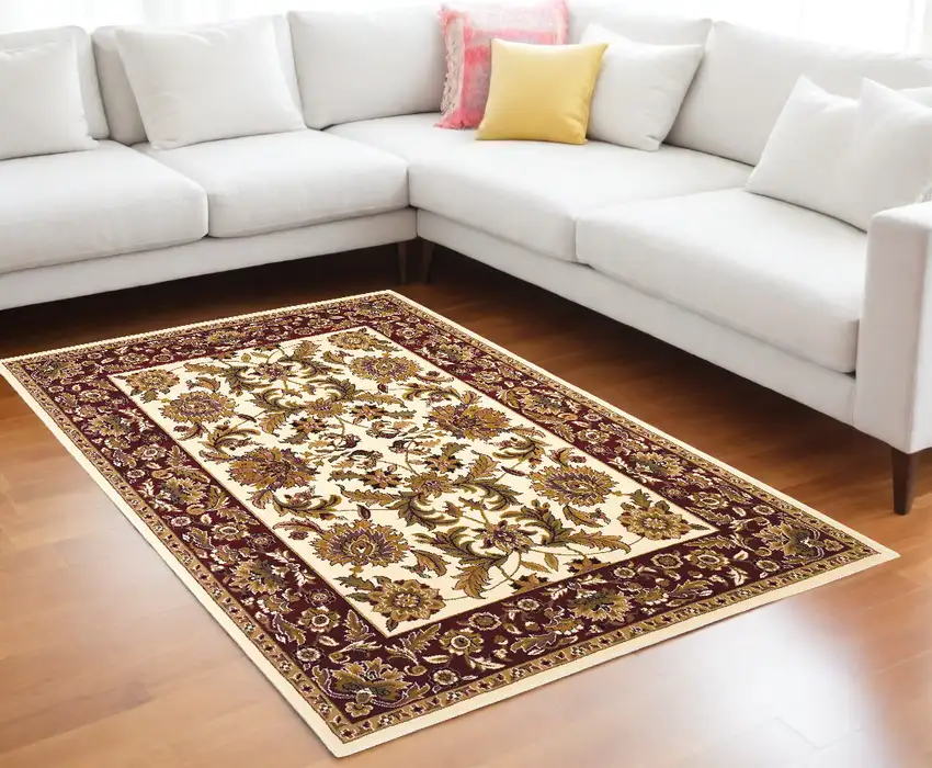Red and Ivory Area Rug Photo 1