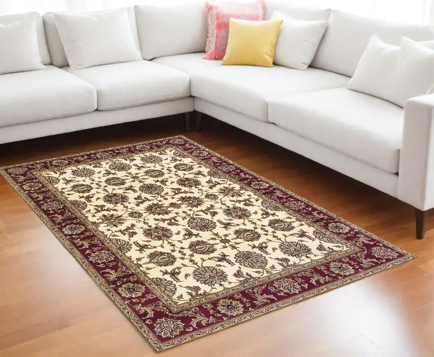 Red and Ivory Area Rug Photo 1