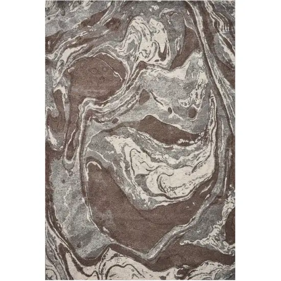 Brown And Ivory Abstract Area Rug Photo 2