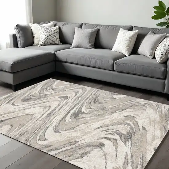 Gray And Tan Abstract Area Rug Photo 1