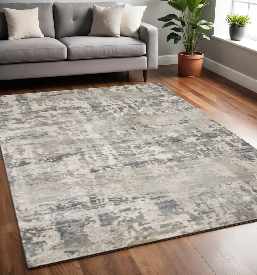 Gray And Tan Abstract Area Rug Photo 1