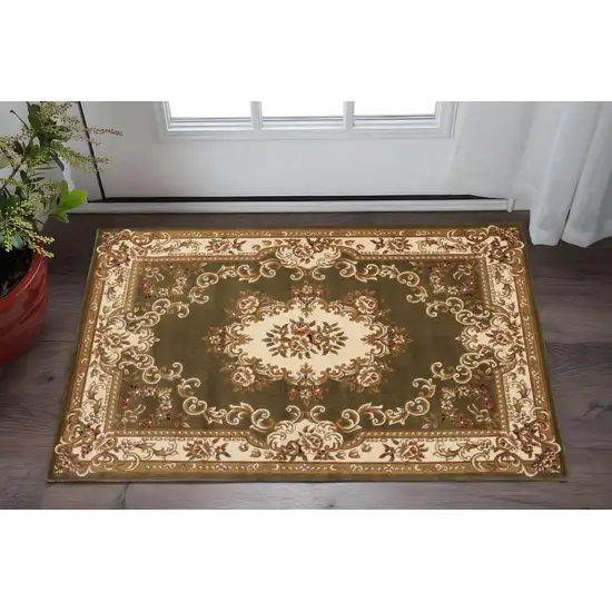 Plum And Ivory Floral Medallion Area Rug Photo 1