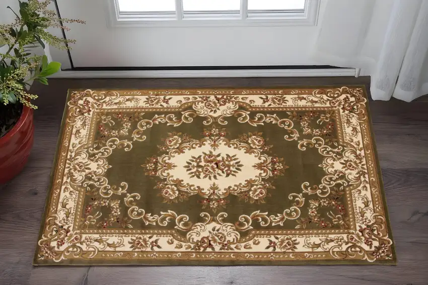 Plum And Ivory Floral Medallion Area Rug Photo 1