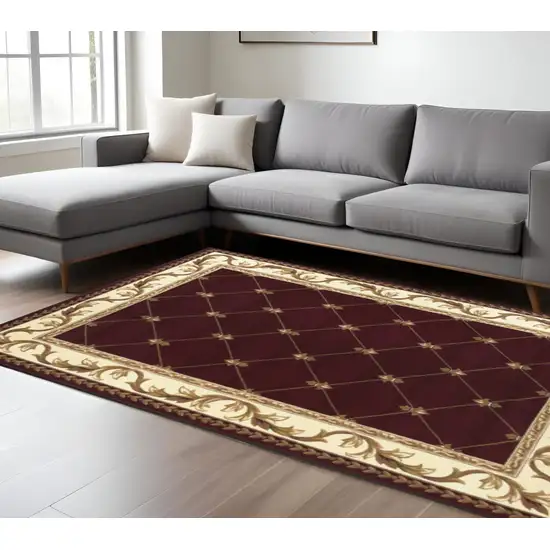 Red And Ivory Floral Vines Area Rug Photo 1