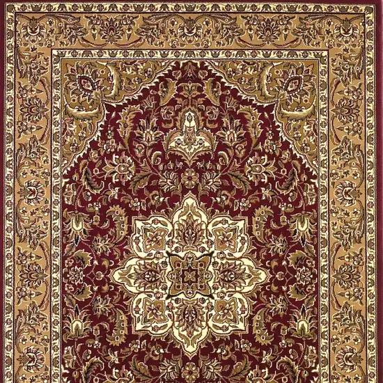 Red And Beige Floral Medallion Area Rug Photo 7