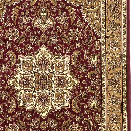 Red And Beige Floral Medallion Area Rug Photo 6