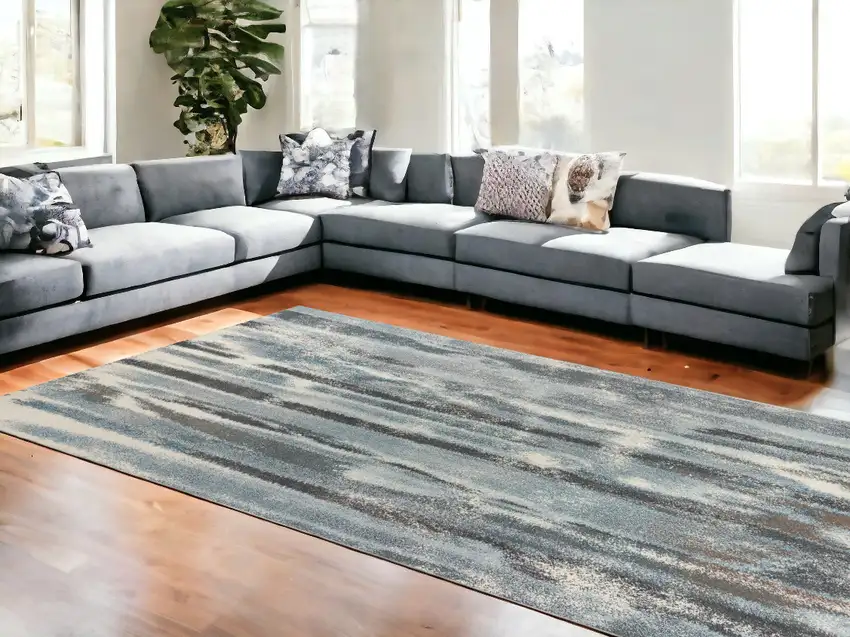 Polypropylene Teal Area Rug Photo 1